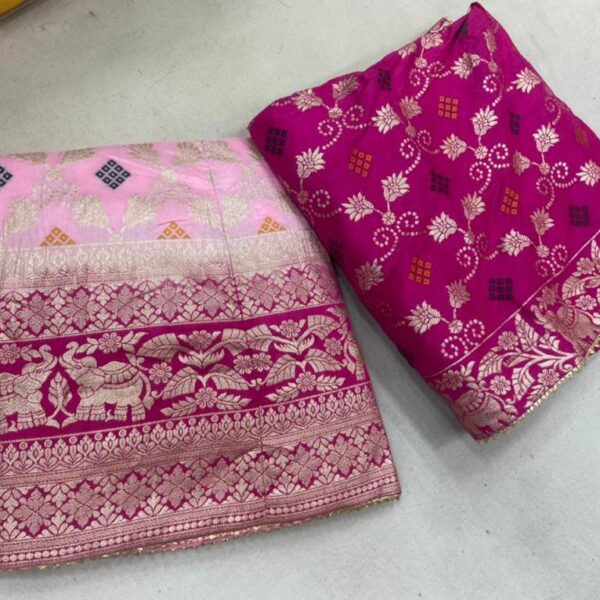 Pure Banarasi Dolo silk langha & jari wark & Jaipuri