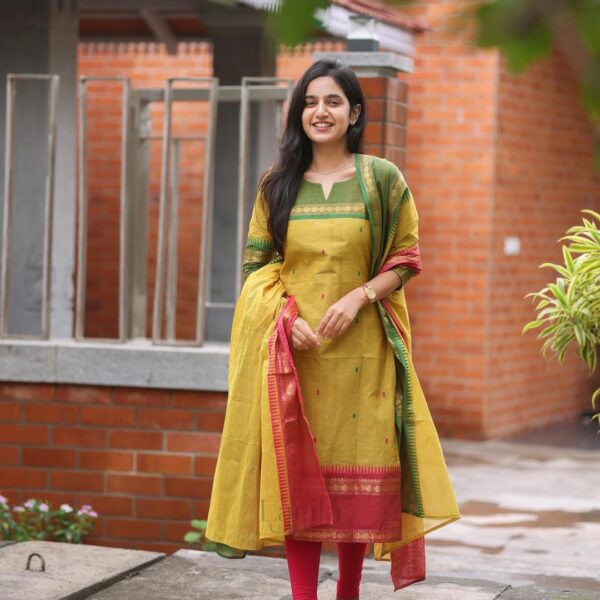 KANCHI COTTON Top pent with duppta with jcard wiving with pure cottton lining