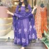 Pure Cotton discharge print kurti with pant and mulmul printed dupatta