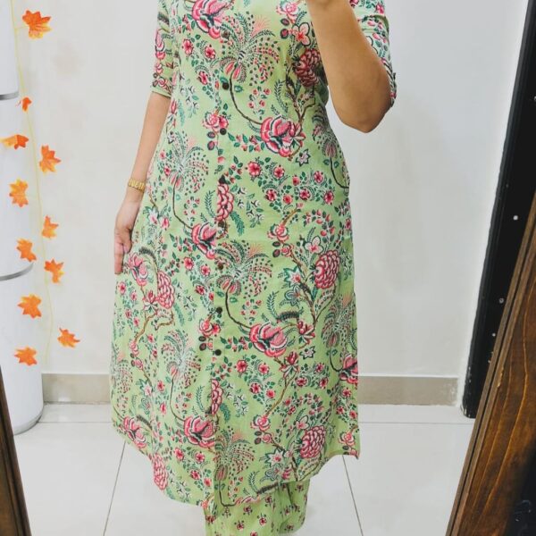 classy Premium Floral Fine cotton kurti Palazza set cord set