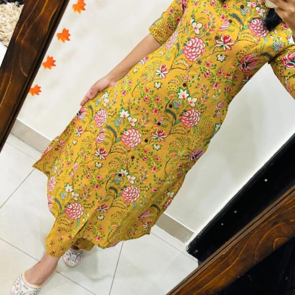 classy Premium Floral Fine cotton kurti Palazza set cord set