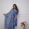 Featuring flowy pattern kurta with straight pants and matching dupatta, this set is exclusively made with Cottan 60×60 fabric.