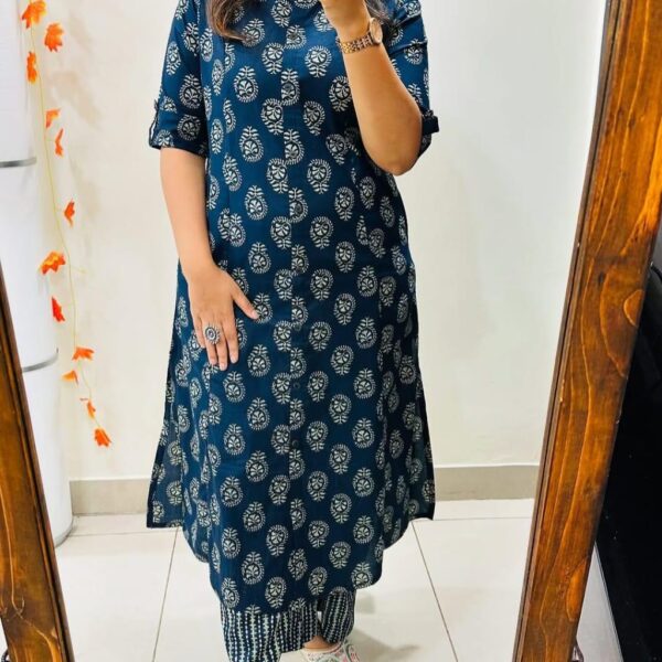 Designer Co-erd set in  Aline kurti pattern paired with Ankle length pant