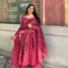 NEW FULL COTTON PRINT ANARKALI KURTI PANT MALMAL DUPATTA ARRIVAL 3PIC SET