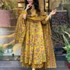 Beautiful hit design anarkali Kurta with hand work detailing on women's printed cotton kurta & pant or dupatta set