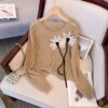 dimensional flower long-sleeved soft waxy top for women in early autumn loose hollow design inner base layer top (Copy)