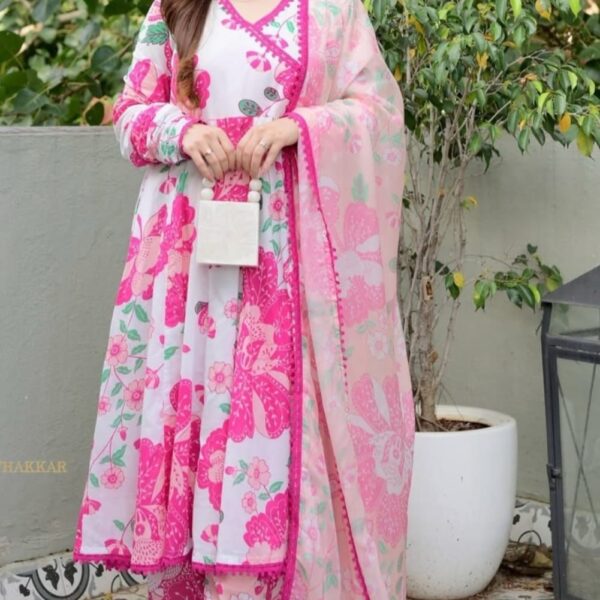 Beautiful Printed With Hand Work A -line Kurta Dupatta Set in New Summer Color  A-Line  Kurtis With Dori For Style and Amazing Flair 