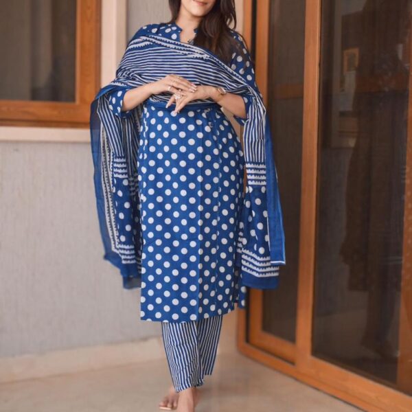 This straight kurtis with angrakha style and pant & dupatta set