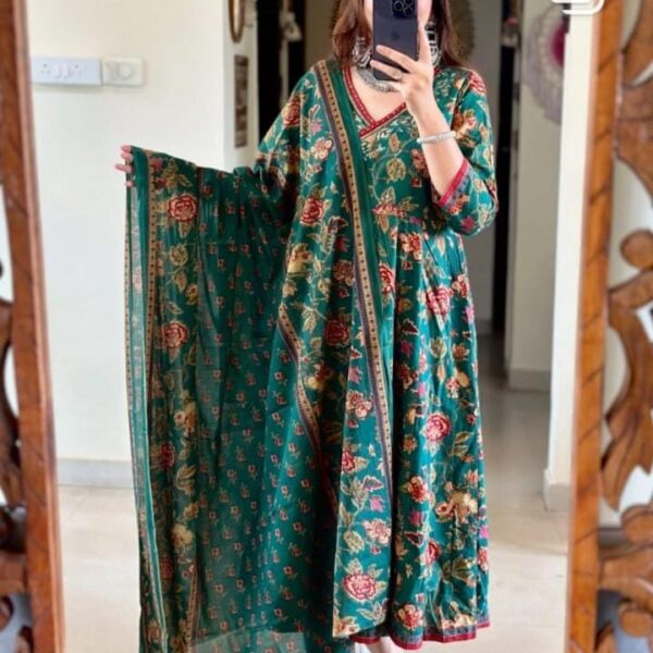 style statement Check out our beautiful Hand block print cotton Anaarkali 3pis